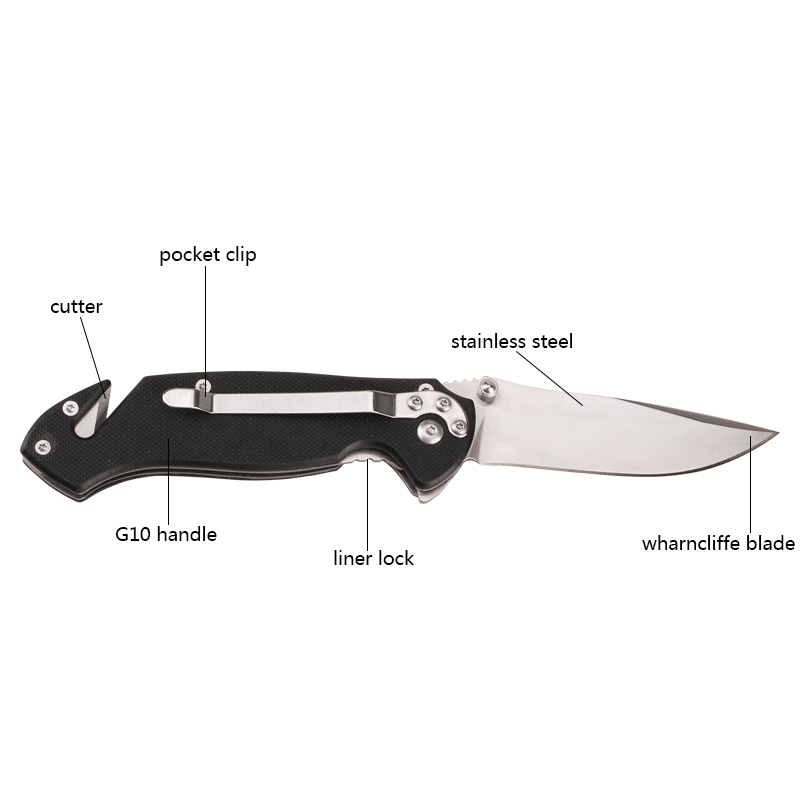 stainless steel blade with G10 handle hunter knife survival outdoor pocket knife folding